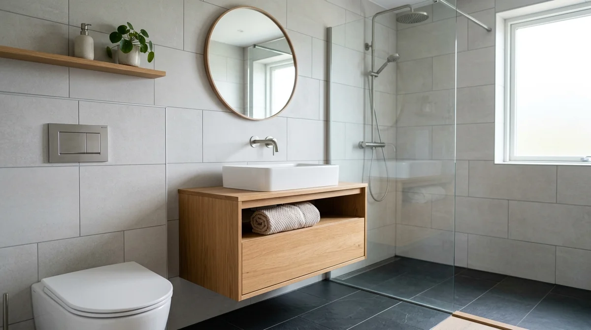 Færdigt resultat — Renovering af badeværelse i Nordby
