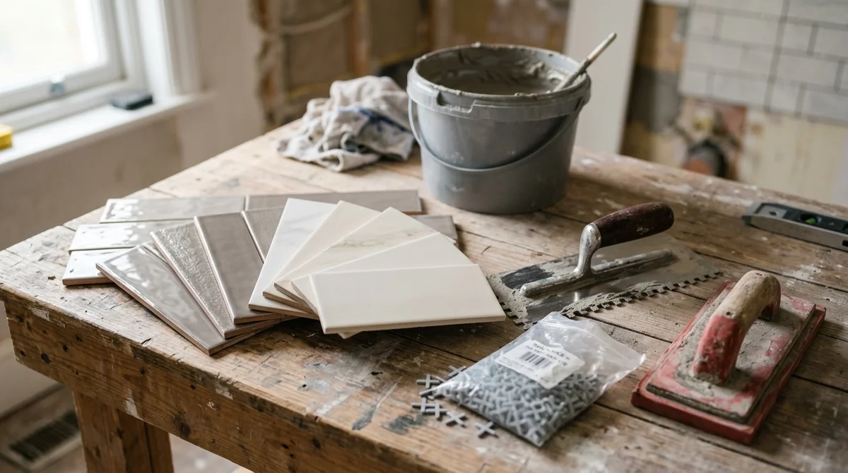 Håndværkerværktøj til renovering af badeværelse