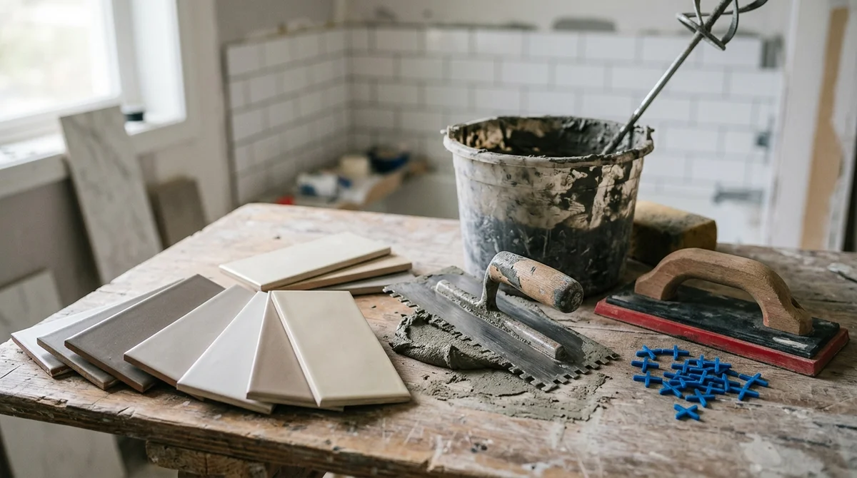 Håndværkerværktøj til renovering af badeværelse