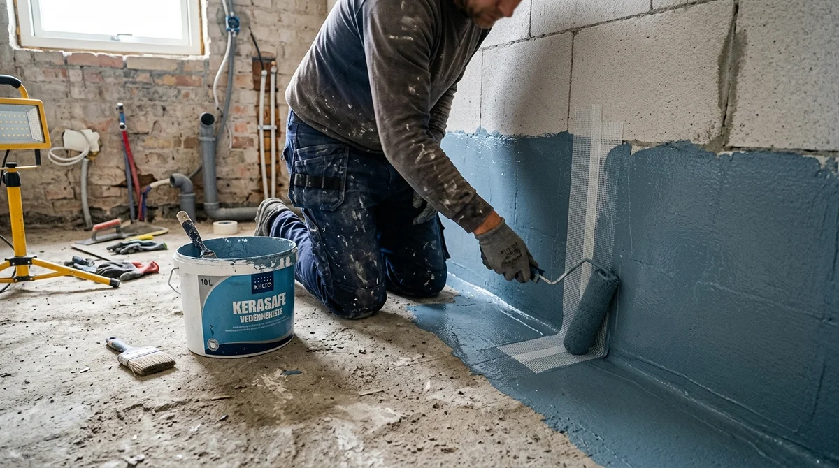 Håndværkerværktøj til renovering af badeværelse