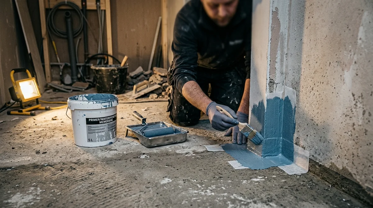 Håndværkerværktøj til renovering af badeværelse