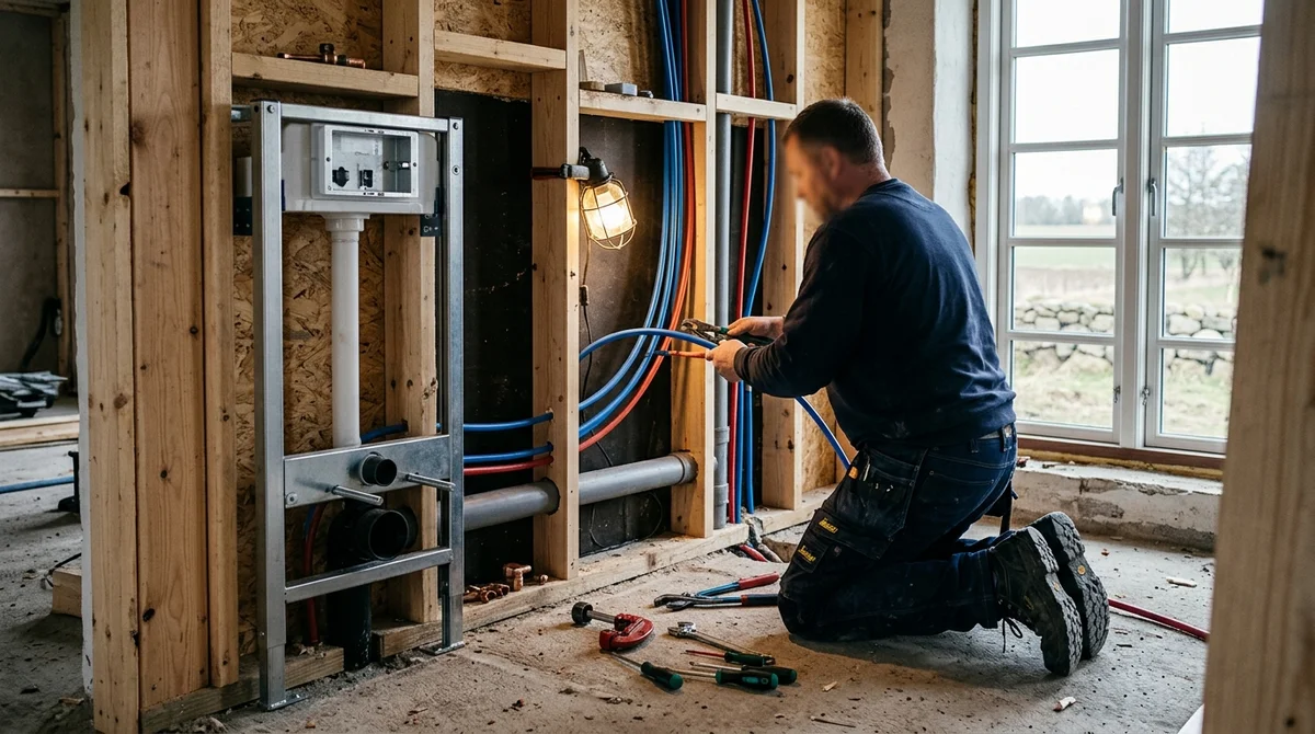 Håndværker udfører lille badeværelse i Herning